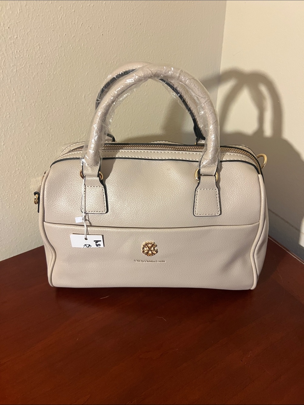 Christian Lacroix Cream Satchel with Gold Hardware